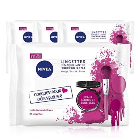Nivea Salviette detergenti e delicato secche e sensibili x25 pelle - Set di 4