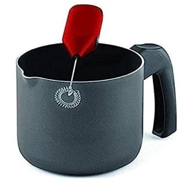 Domo Enjoy Cooking - Pentolino Bollilatte con Frullino Montalatte, Scaldalatte Antiaderente diametro 12 Cm