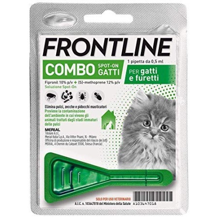 Frontline | Combo Spot On Gatti e Furetti | Protezione da pulci, pidocchi, zecche, uova e larve di pulci | 1 Pipette | 0.5 ml