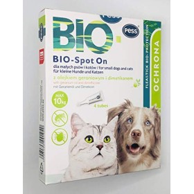 BIO Spot-On - 4 pipette contro zecche e pulci, prodotto antiparassitario su base biologica per cani e gatti di piccola taglia