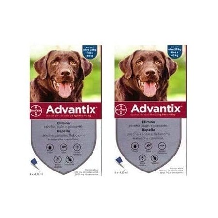 advantix Spot-ON per Cani Oltre 25 kg Fino a 40 kg - Offerta 2 Confezioni