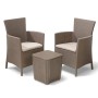 Keter Iowa Balcony Set, Set Mobili da Esterno 2 Poltrone e Tavolino Contenitore Cappuccino