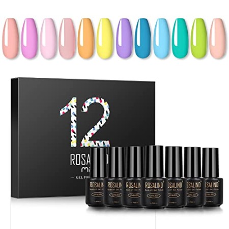 ROSALIND 12pcs Gel Colori Unghie,7ml Smalto Semipermanente per Unghie in Gel UV LED,Smalti Gel per Unghie