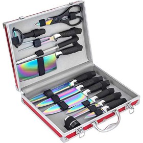Pradel Excellence I7202TI - Set Valigetta Utensili da Cucina, Lame con Rivestimento in Titanio, 35,5 x 28,5 x 8,3 cm, 12 Pezzi