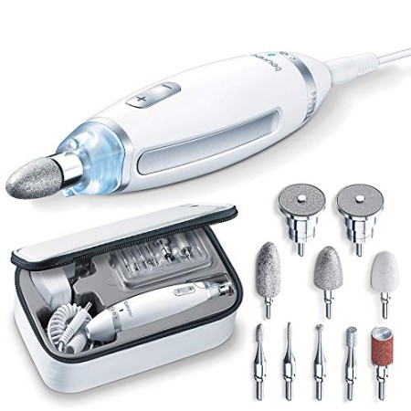 Beurer MP 62 Set Professionale per manicure e pedicure, con LED, 10 accessori inclusi, Bianco