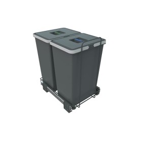 Elletipi ECOFIL PF01 44B2 Pattumiera Differenziata Estraibile per Base, Grigio, 30x45x46 cm, 24 + 24 litri