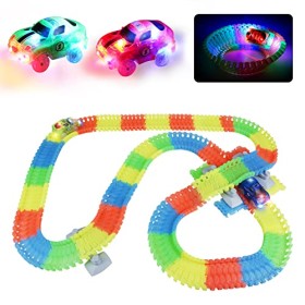 Symiu Pista Macchinine Giocattolo Pista Cars Luminosa Veicoli con Flessibile 240 Pezzi e 2 LED Cars per Bambini 3