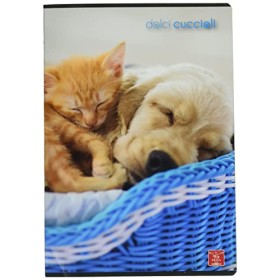 Pigna Maxi Quaderni A4 Dolci Cuccioli, Confezione da 10 Pezzi, 02307690A, Righe Prima/Seconda Elementare