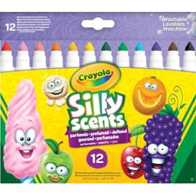 CRAYOLA PROFUMELLI-Pennarelli Lavabili e Profumati per Bambini a Punta Grossa, per Scuola e Tempo Libero, 12 Colori, Assortiti, 