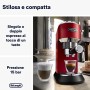 De'Longhi Dedica EC685.R Macchina da Caffè Espresso Manuale e Cappuccino, Caffè in Polvere o in Cialde E.S.E., 1350 W, Rosso