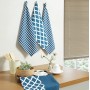 Penguin Home 3700 Set di 5 Strofinacci in 100% Cotone, Morbidi, durevoli, Eleganti Design Blu Chiaro con Diversi Motivi, Lavabil
