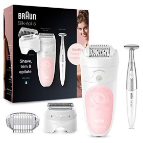 Braun Silk-épil 5-820, Epilatore Donna Wet&Dry e Presa Antiscivolo, Tecnologia MicroGrip, con Testina Radente, Cappuccio Massag