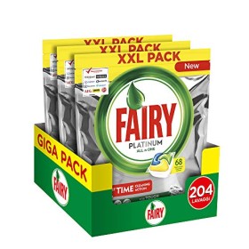 Fairy Platinum Limone 204 Capsule per Lavastoviglie, Maxi Formato da 68x3 Caps di Detersivo