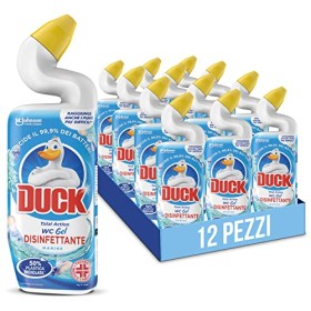Duck Total Action Gel Disinfettante - Liquido Per Wc, Uccide Fino Al 99,9% Dei Batteri, Formato Scorta Da 12 Pezzi, Fragranze Ma