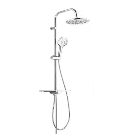 Colonna Doccia Attrezzata 008 Ottone Cromato 2 Funzioni Soffione Doccetta Tondo