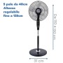 Ardes 5S40PBR Ventilatore a Piantana Base Tonda Style 40Pbr, 3 Livelli di velocità con Telecomando e Timer, Altezza 125 cm, 55 