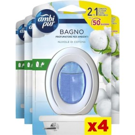 Ambi Pur Bagno Profumatore per Ambienti, 4 Confezioni, Nuvole di Cotone, Maxi Formato, Con Tecnologia Elimina Odori, fino a 45 G