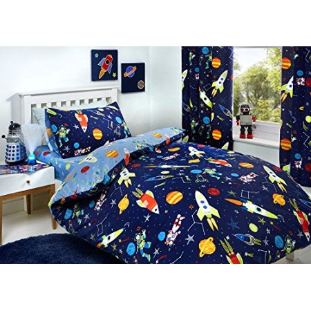 Bedlam Supersonic Glow in the Dark set copripiumino, poliestere/cotone, blu, singolo