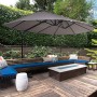 Outsunny Ombrellone da Giardino Doppio in Metallo e Poliestere Grigio Nero 