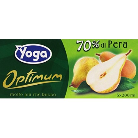 Yoga - Optimum, Bevanda analcolica, 70% di Pera, 3 x 200 ml - 600 ml