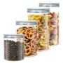 Luxury & Grace Pack 4 Barattoli di Polietilene Alimentare, 0,70 L - 1,1 L - 1,3 L e 1,5 L. Contenitori con Coperchi in Alluminio