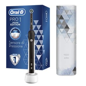 Oral-B Pro 1-750 Design Edition Spazzolino Elettrico Ricaricabile, 1 Testina, 1 Custodia da Viaggio in Regalo, Nero