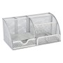 Osco - Organizer da scrivania, grande, in rete, resistente ai graffi, con cuscinetti in gomma, colore: Argento, silver