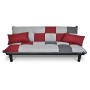 SAMIRA Divano Letto clic clac in Tessuto Grigio Scuro - Rosso - Grigio Chiaro - Divanetto MOD. Russell