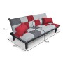 SAMIRA Divano Letto clic clac in Tessuto Grigio Scuro - Rosso - Grigio Chiaro - Divanetto MOD. Russell