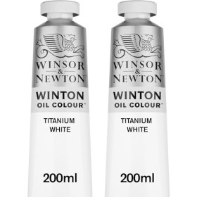Winsor & Newton Colori ad Olio Winton - pacco doppio con 2 tubi da 200ml di Bianco di Titanio, 2 Pezzi