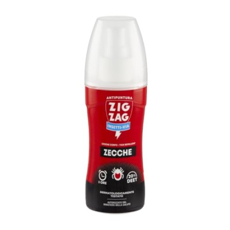 Zig Zag, Repellente, Zecche, Insetto repellente lozione corpo Insettivia, durata protezione oltre 5 ore, 100 ml