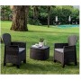 DMORA 8052773491754 Set da Giardino con Cuscini, 2 Poltrone e 1 Tavolino Contenitore da Esterno, Made in Italy, Antracite