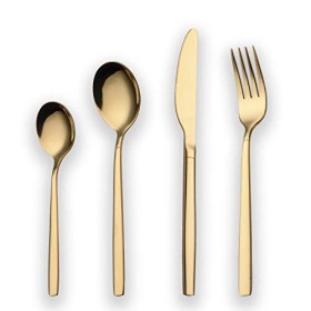 Set di posate placcato oro 24 titanio Berglander, 24 posate Set di posate dorate, set di posate in argento, servizio per 6 (oro 