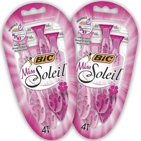 BIC RAZORS Miss Soleil Rasoi da Donna Monouso, Confezione da 2 Pacchi a 4 Pezzi