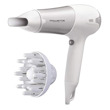 Rowenta CV5090F0 Powerline+ Asciugacapelli con Diffusore e Generatore di Ioni, Asciugatura Veloce, 2300 W, Argento/Bianco