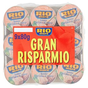 Rio Mare, Tonno all'Olio di Oliva, Qualità Pinne Gialle, 9 Lattine da 80 g