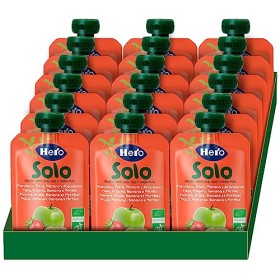 Hero Solo Pouch Frutta Frullata 100% Bio Mela, Banana, Fragola e Mirtillo, senza Zuccheri Aggiunti, Conservanti e Coloranti, sen