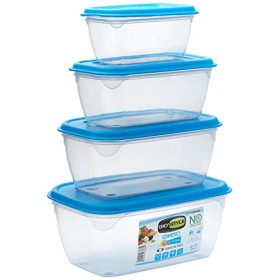 GiòStyle Set 4 Contenitori Rettangolari azzurro