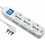 Electraline 62038 Multipresa con 9 Posti, 3 Polivalenti e 6 Bivalenti 10/16A, Bianco, 3 m