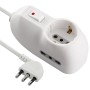 Electraline 62033 Multipresa 3 posti 1 schuko + 2 bivalenti 10/16A-cavo 3 m, Spina Piccola 10A, Bianco, 3m