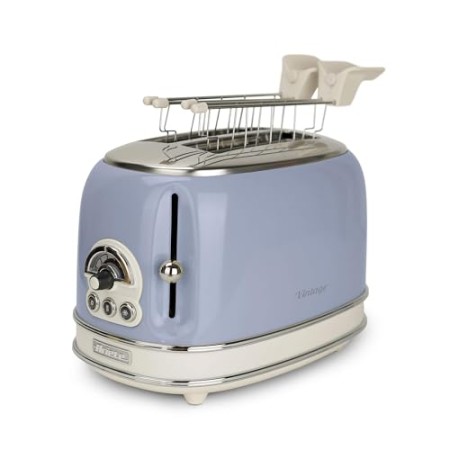 Ariete 155 Tostapane di Design a 2 Fette con Pinze, 6 Livelli di Tostatura, 810 W, Corpo Acciaio Inossidabile, Vassoio Raccoglib