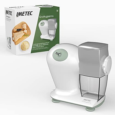 Imetec Grattugissima, grattuggia elettrica per formaggio, pane e frutta secca, Contenitore estraibile, coperchio salvafreschezza
