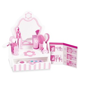 Melissa & Doug Set da Gioco in Legno Salone di Bellezza, Gioco di ruolo, Bellezza e Accessori, 18 pezzi, 30,5 x 39,5 x 15 cm