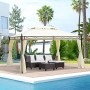 Outsunny Gazebo da Giardino 3x4m in Metallo con Doppio Tetto 4 Tende Laterali Crema