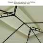 Outsunny Gazebo da Giardino 3x4m in Metallo con Doppio Tetto 4 Tende Laterali Crema
