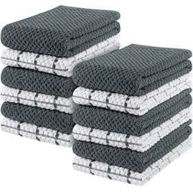 Utopia Towels - 12 Strofinacci da Cucina - Lavabili in Lavatrice (38 x 64 cm, Grigio e Bianco)