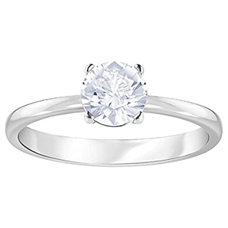 Swarovski Anello Attract, Bianco, Placcatura Rodio, Misura 52