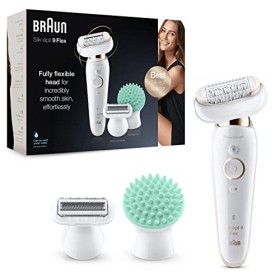 Braun Silk-épil 9 Flex 9020, Epilatore Donna Con Testina Flessibile, 40 Pinzette, Presa Antiscivolo, Senza Fili, Wet&Dry, Acces