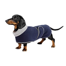 Geyecete - Cappotto termico trapuntato per bassotto per cani, con fodera in caldo pile, abbigliamento esterno per cani con fasce
