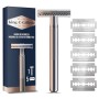 King C. Gillette Rasoio di Sicurezza Uomo + 5 Lamette di Ricarica a Doppio Taglio e Rivestite in Platino